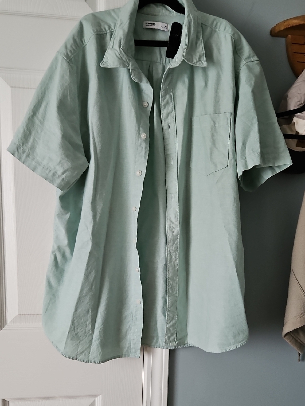 Sonoma Light Mint Green Short-Sleeve Button-Down Shirt